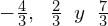 -\frac{4}{3},\; \; \frac{2}{3}\; \; y\; \; \frac{7}{3}